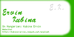 ervin kubina business card